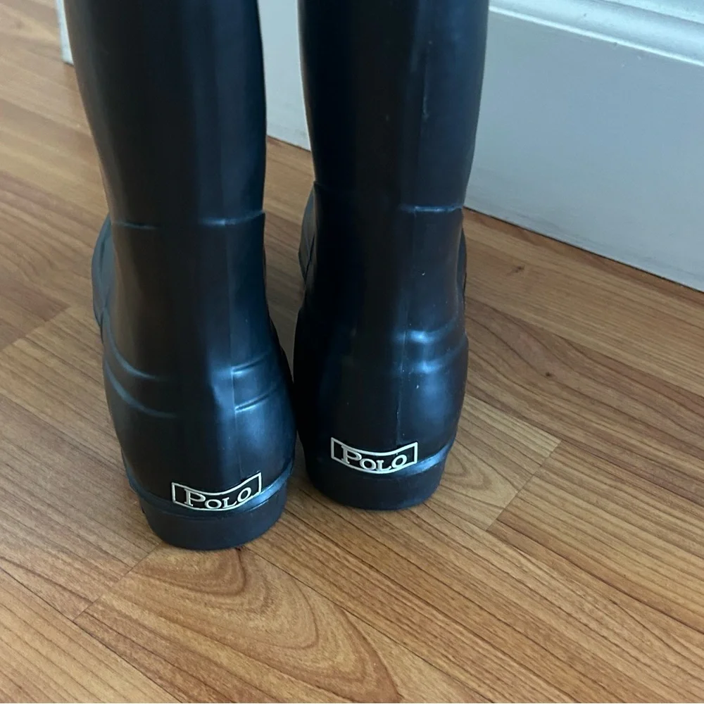 Polo by Ralph Lauren Black Rain & Snow Boots with White Polo Logo